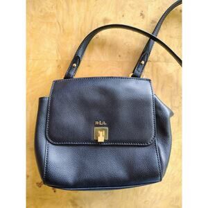 Ralph Lauren Whitby Black Leather Crossbody Bag 1980s Gold Turn-Lock